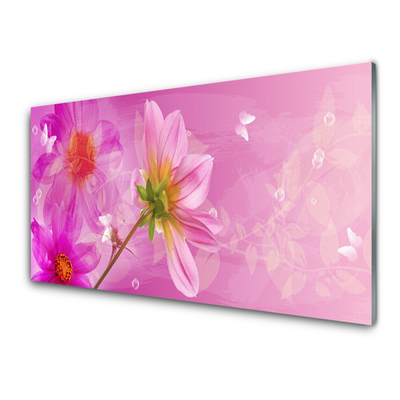 Tableaux sur verre Fleurs floral rose