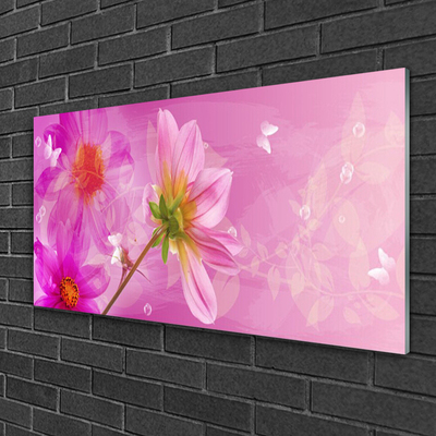 Tableaux sur verre Fleurs floral rose