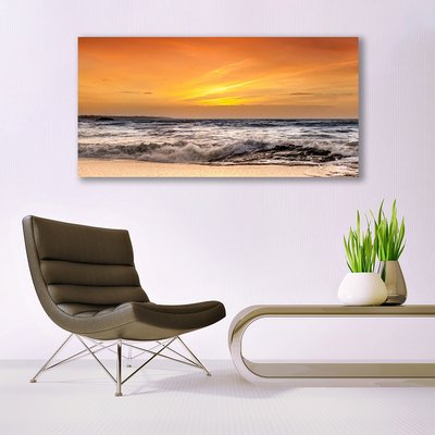 Tableaux sur verre Mer paysage brun gris jaune