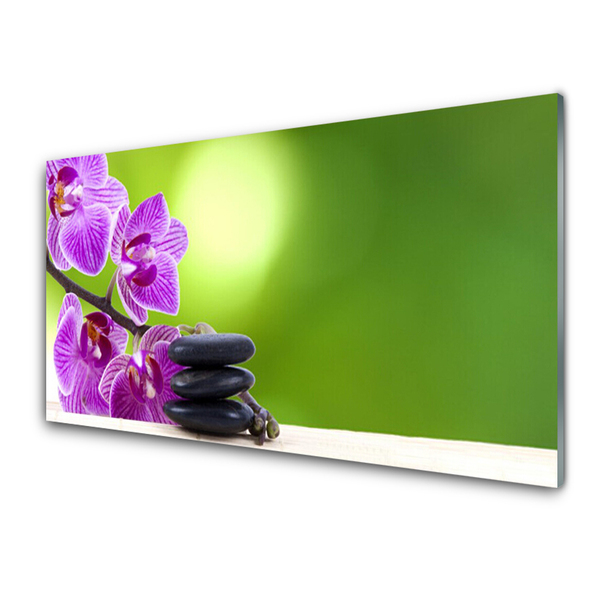 Tableaux sur verre Pierres fleurs floral rose noir