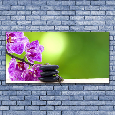 Tableaux sur verre Pierres fleurs floral rose noir