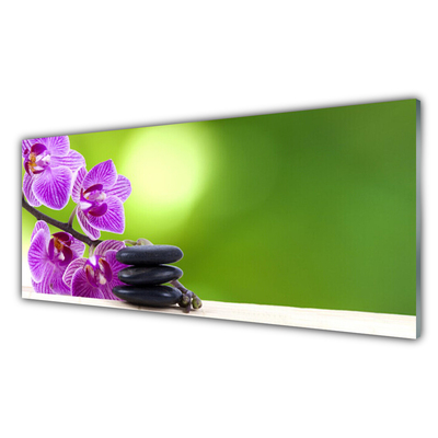 Tableaux sur verre Pierres fleurs floral rose noir