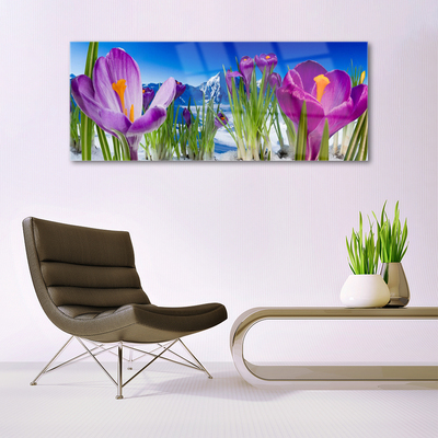 Tableaux sur verre Fleurs floral rose vert