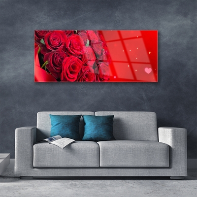 Tableaux sur verre Roses floral rouge