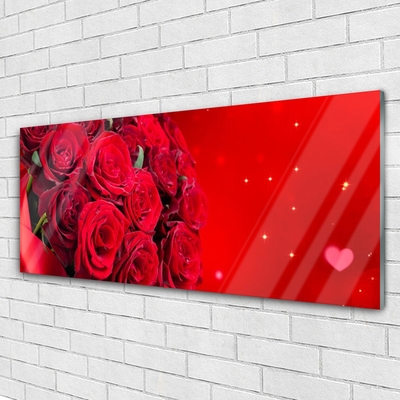 Tableaux sur verre Roses floral rouge