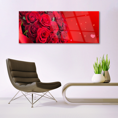 Tableaux sur verre Roses floral rouge