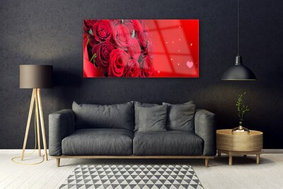 Tableaux sur verre Roses floral rouge