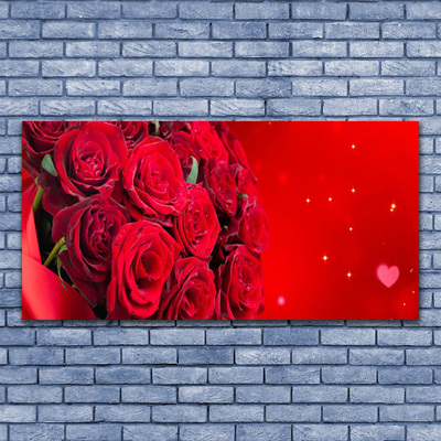 Tableaux sur verre Roses floral rouge