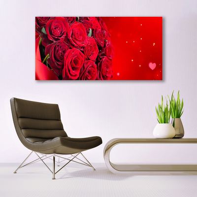 Tableaux sur verre Roses floral rouge