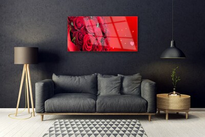 Tableaux sur verre Roses floral rouge