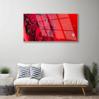 Tableaux sur verre Roses floral rouge