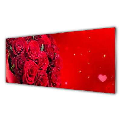 Tableaux sur verre Roses floral rouge