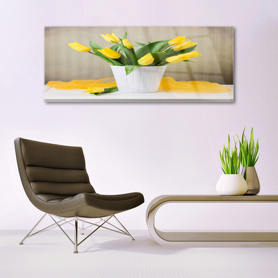 Tableaux sur verre Tulipes floral jaune vert