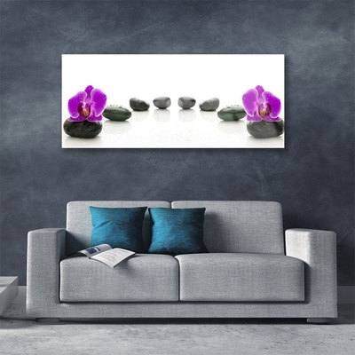 Tableaux sur verre Pierres fleurs art rose noir