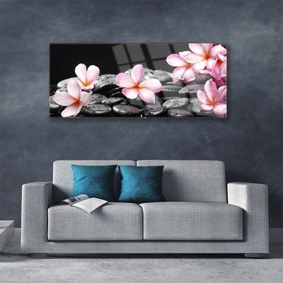 Tableaux sur verre Pierres fleurs floral rose noir