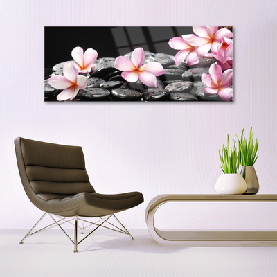 Tableaux sur verre Pierres fleurs floral rose noir