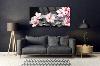 Tableaux sur verre Pierres fleurs floral rose noir