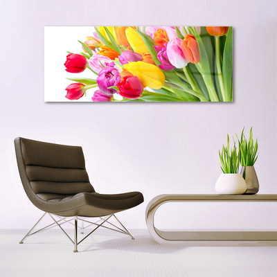 Tableaux sur verre Tulipes floral multicolore