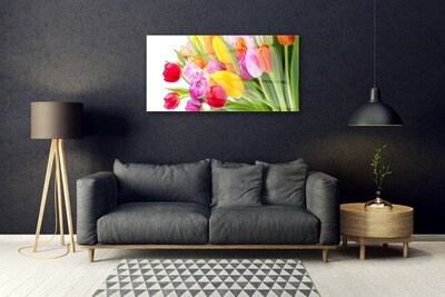 Tableaux sur verre Tulipes floral multicolore