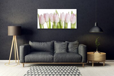 Tableaux sur verre Tulipes floral rose vert