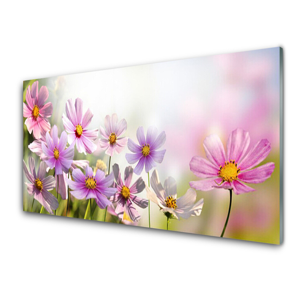 Tableaux sur verre Fleurs floral rose vert