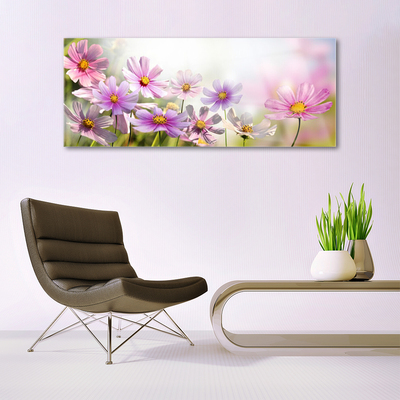 Tableaux sur verre Fleurs floral rose vert