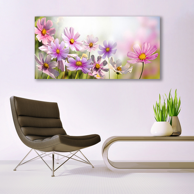 Tableaux sur verre Fleurs floral rose vert