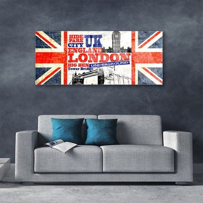 Tableaux sur verre Londres drapeau art bleu blanc rouge gris