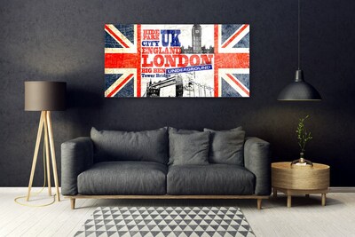 Tableaux sur verre Londres drapeau art bleu blanc rouge gris