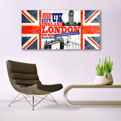 Tableaux sur verre Londres drapeau art bleu blanc rouge gris