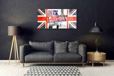 Tableaux sur verre Londres drapeau art bleu blanc rouge gris