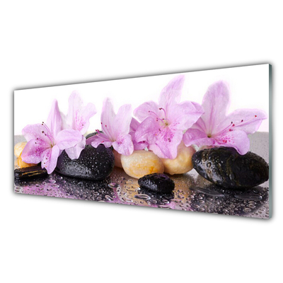 Tableaux sur verre Pierres fleurs floral rose noir