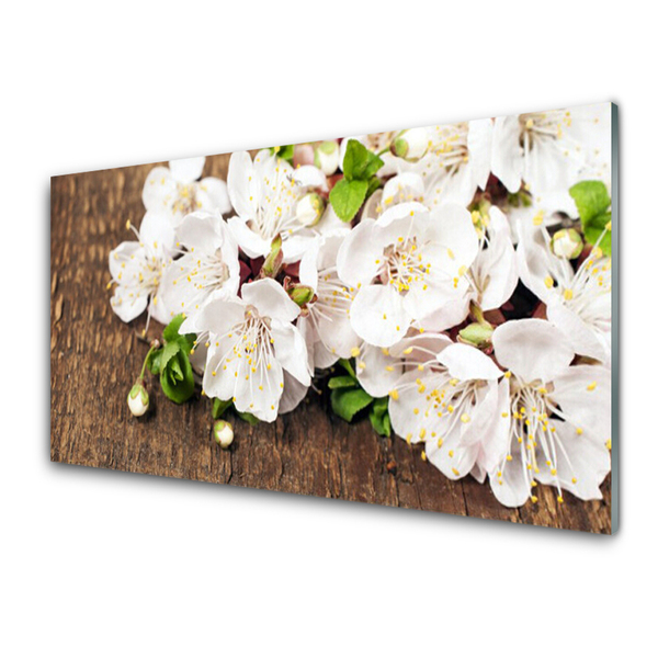 Tableaux sur verre Fleurs floral blanc