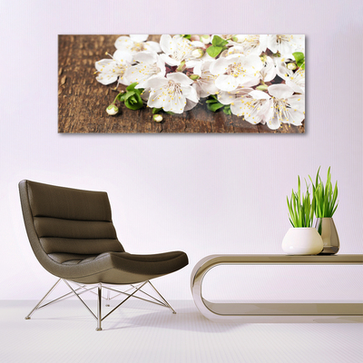 Tableaux sur verre Fleurs floral blanc