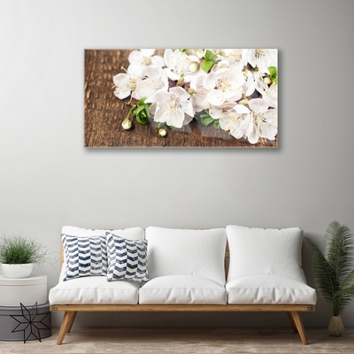 Tableaux sur verre Fleurs floral blanc