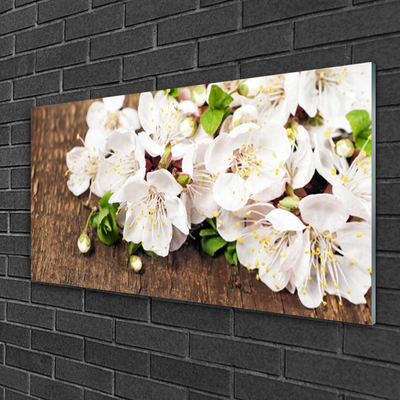 Tableaux sur verre Fleurs floral blanc