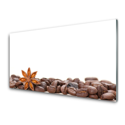 Tableaux sur verre Café en grains cuisine brun