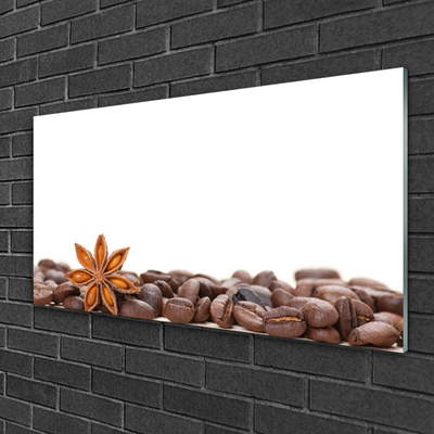 Tableaux sur verre Café en grains cuisine brun