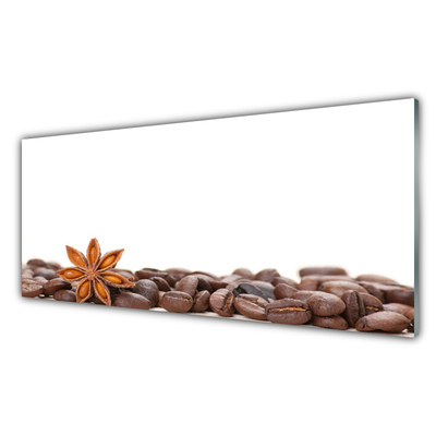Tableaux sur verre Café en grains cuisine brun