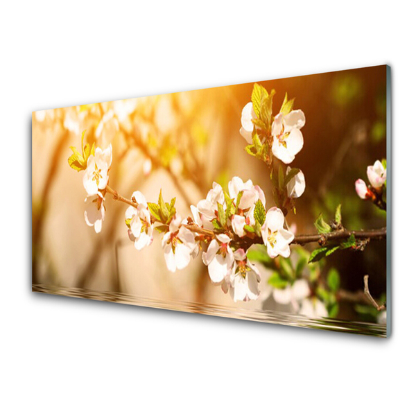 Tableaux sur verre Fleurs floral blanc