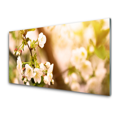 Tableaux sur verre Fleurs floral blanc