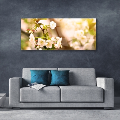 Tableaux sur verre Fleurs floral blanc