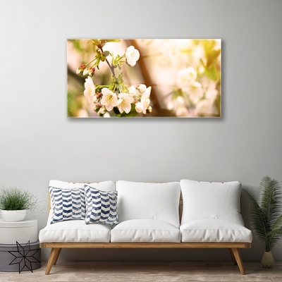 Tableaux sur verre Fleurs floral blanc