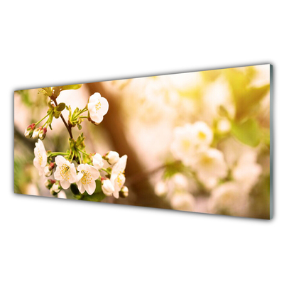 Tableaux sur verre Fleurs floral blanc