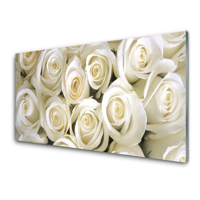 Tableaux sur verre Roses floral blanc