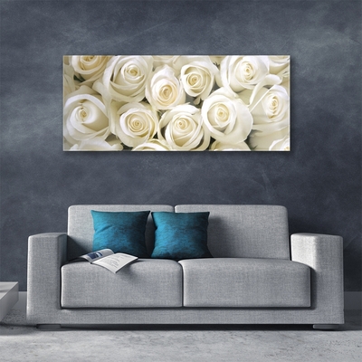 Tableaux sur verre Roses floral blanc