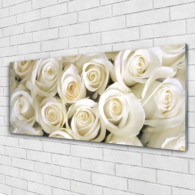 Tableaux sur verre Roses floral blanc