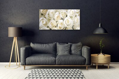 Tableaux sur verre Roses floral blanc