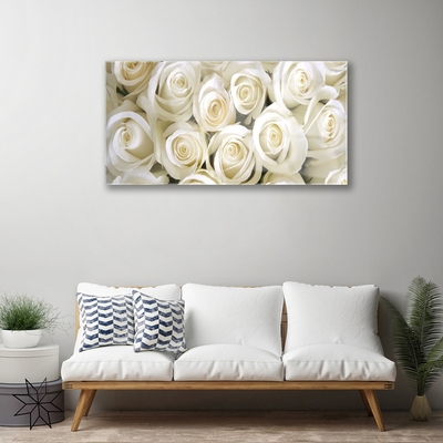 Tableaux sur verre Roses floral blanc