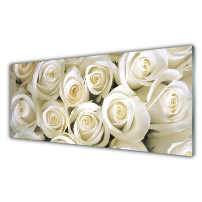 Tableaux sur verre Roses floral blanc